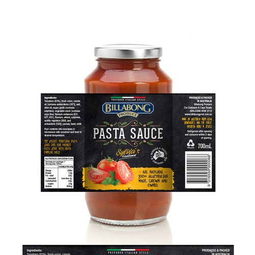 Create a label for a Authenic Italian pasta sauce Réalisé par Martwin Design