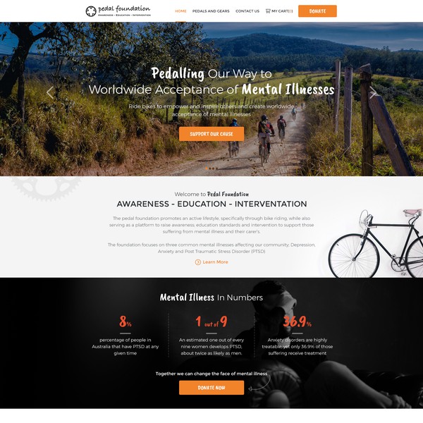 Home Page Design for Pedal Foundation a Non-Profit Organization.
