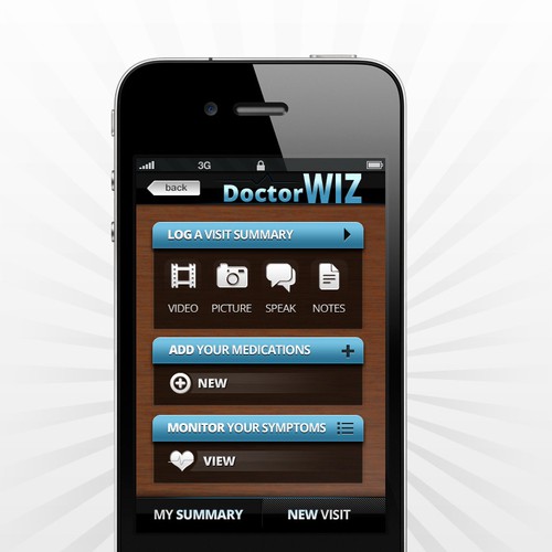 Help DoctorWiz with home screen for an iphone app Diseño de Oxyde