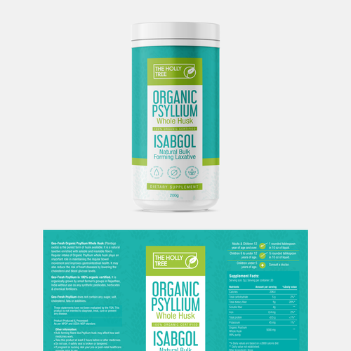 Organic Psyllium Whole Husk Label Design by Totoya