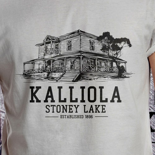 Vintage Old Cabin Photo to Line Drawing T-Shirt Design Design von molkastm