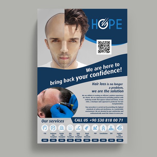 コンペ「Hair transplant poster - eye catching and business orientated」のデザイン by 100% creatividadさん 