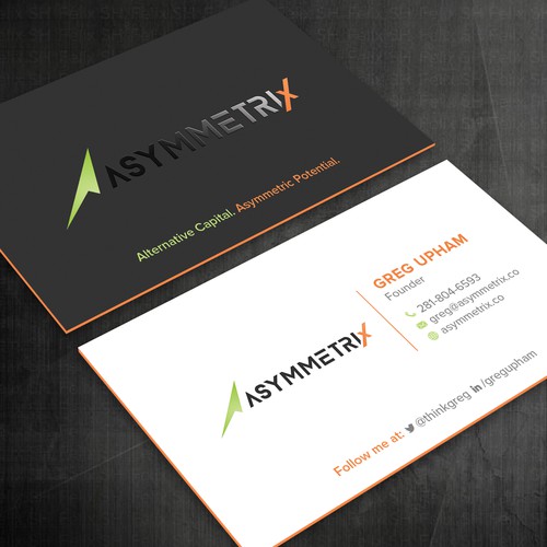 Design a cool, edgey but sophisticated business card for an alternative investment firm. Design von Felix SH