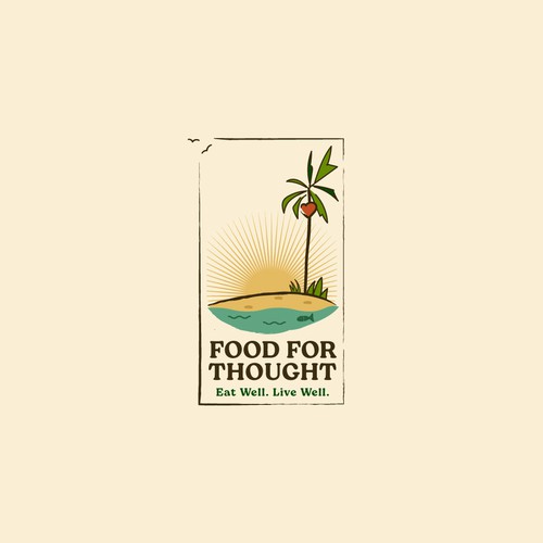 Fresh, Playful Island-Inspired Logo for Food For Thought – Organic Café & Market in the Florida Keys Design by m210297