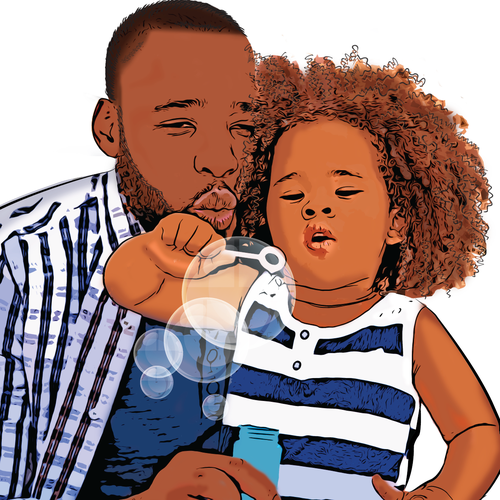 African American Fatherhood/Dad Illustrations Design by NickymayArt