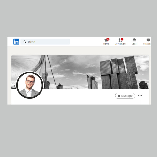 Linkedin Skyline Banner B&W Design by CREATIVE NINJA ✅