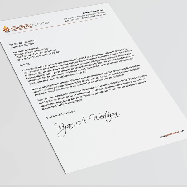 Design by Asmi™ titled "Professional, Simple and clean Stationery for a Law Firm"