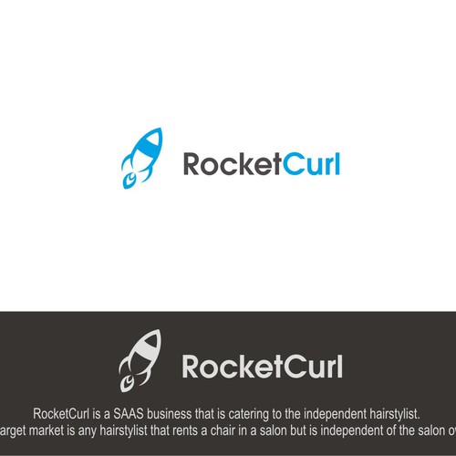 Create a capturing vintage Rocket logo for RocketCurl. Design by LAWETMAS