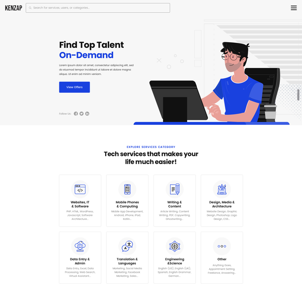 Top talent marketplace homepage design