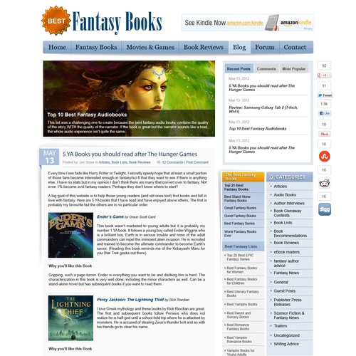 Help Best Fantasy Books with a new website design Réalisé par rosiee007