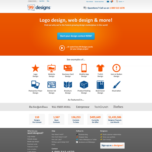 99designs Homepage Redesign Contest Réalisé par perrrfect