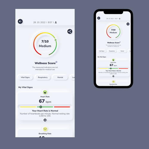 Wellness "vital signs" app - redesign Design by Osmoze