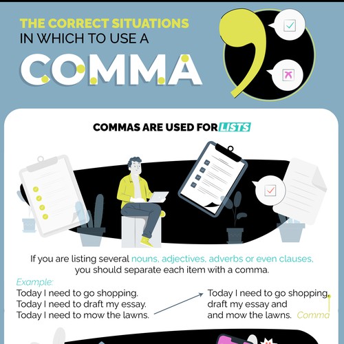 Comma rule infographic to appeal to students of any age Design by DanielRW