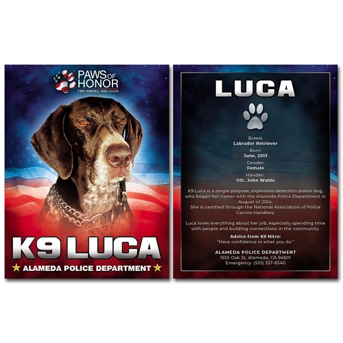 K9 Trading Cards for Military and Law Enforcement K9 Design by Frieta