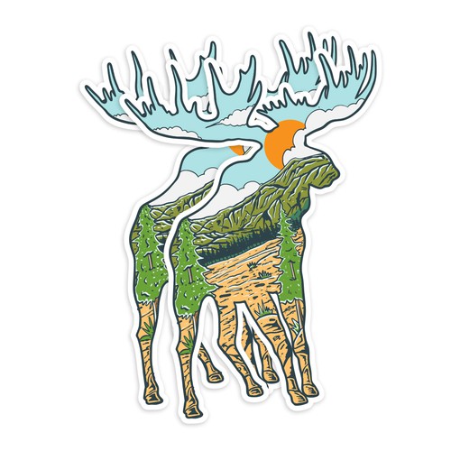 Marty Moose Sticker Design by mozaikworld