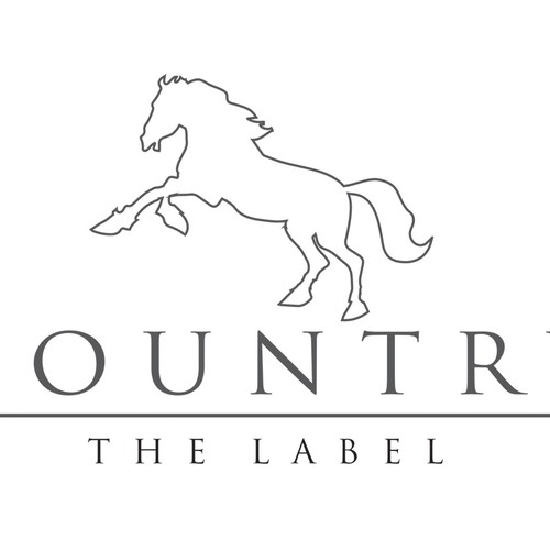 Create a bold/strong logo for 'COUNTRY THE LABEL' country clothing