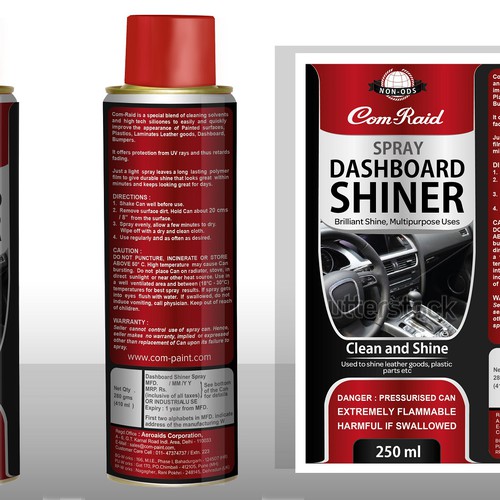 Product Label Design for AEROSOL CAN DASHBOARD SHINER SPRAY Design by DesignSBS