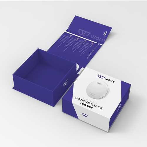 Need a complete modern and powerful packaging for our intelligent smoke detector. Design by Designlifelk