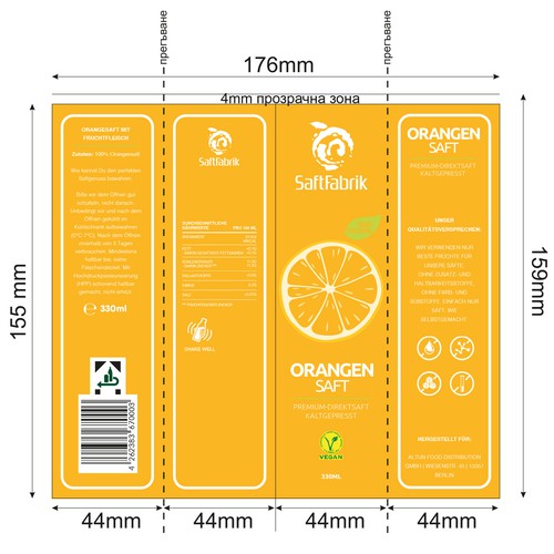 SaftFabrik Sleeve Design for 330ml PET-Bottle Design by susubayramm (insta)