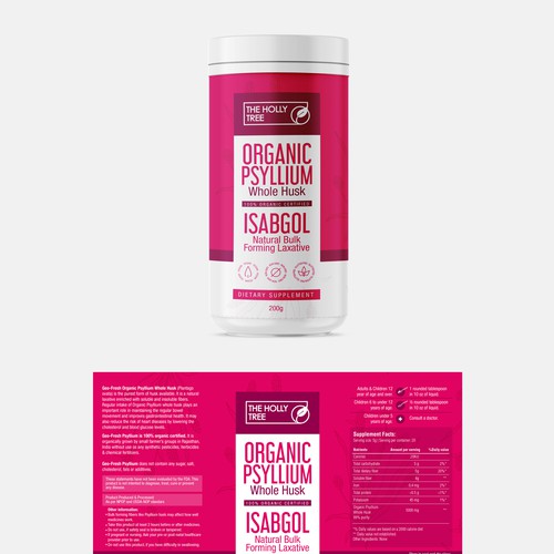 Organic Psyllium Whole Husk Label Design by Totoya