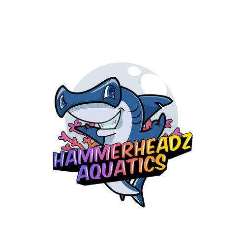 Hammerhead Shark Logo for Custom Salt Water Aquariums and Ocean Coral Farm Company Design by basma salman