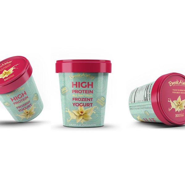 Packaging design for frozen yogurt with vanilla and cin