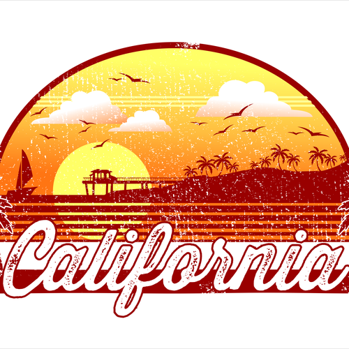 California Castaway Retro 70's T-Shirt Réalisé par jmark319