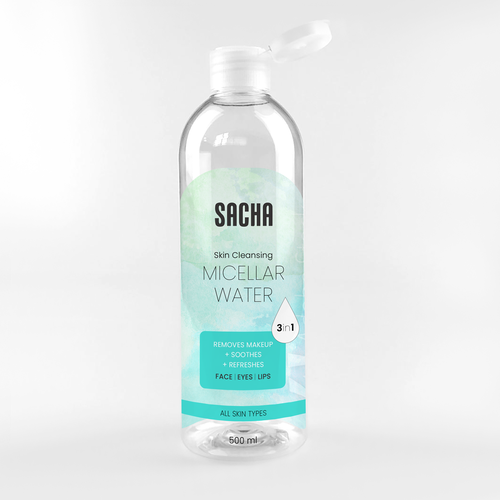 Sacha Micellar Water bottle 500ml Design by Ilka A.