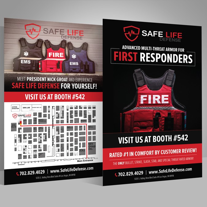 Create a clean and modern product flyer for Safe Life Defense Body