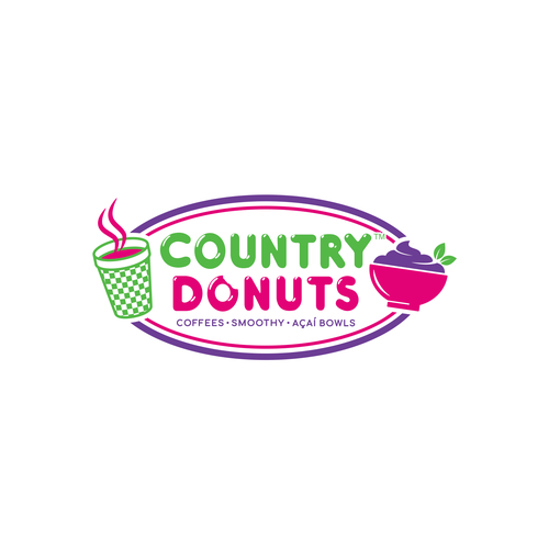 We need a modern exciting logo to encompasses our Name Country Donuts Coffee smoothy bowls-ontwerp door crapit