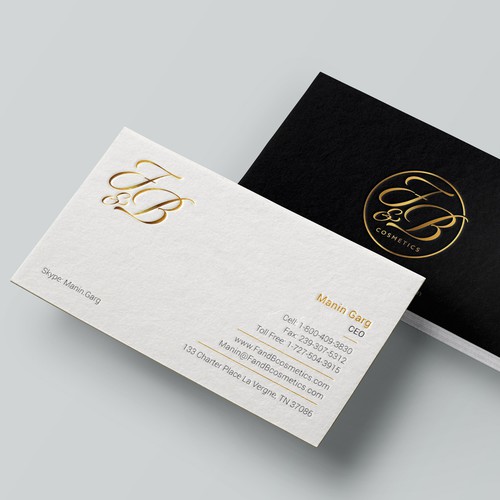 Black & Metallic Gold Business Cards Diseño de Jahid™