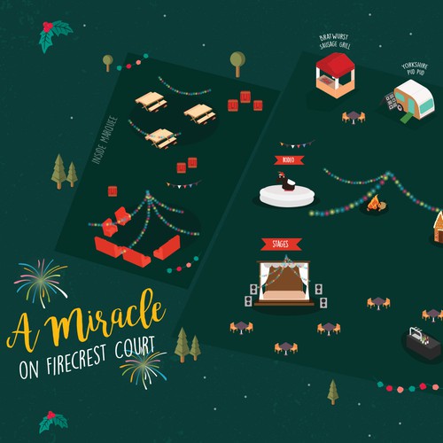 Festive Christmas map for staff party Design by restytobing