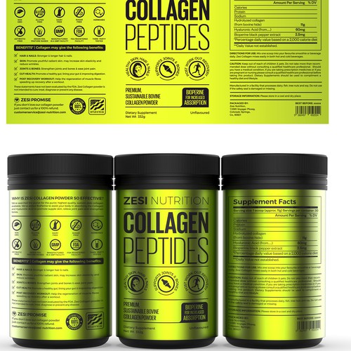 Design an attention grabbing, modern label for our collagen supplement Diseño de Imee008