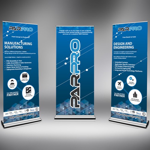 Design a cool high tech banner stand set for technology company ...