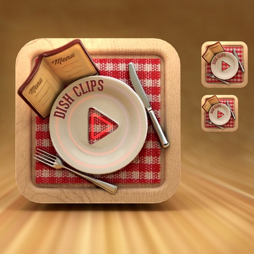 iOS App icon for DishClips Restaurant Guide Design by FuzzyLime