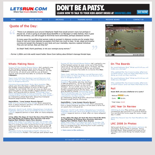 LetsRun.com Homepage Re-Design/Cleanup Diseño de Fry