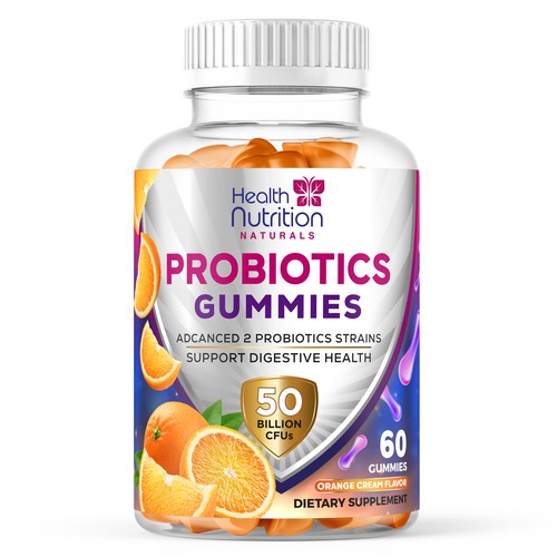 Healthy Probiotic Gummies Label needed for Health Nutrition Design by JOHN's_AlphaCreation