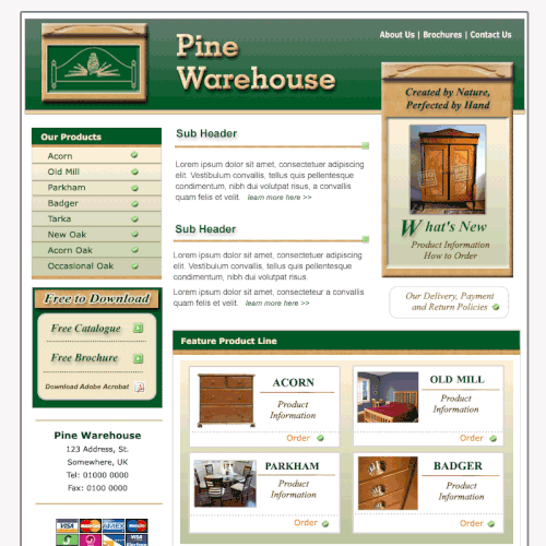 Design of website front page for a furniture website. Ontwerp door Artimesia