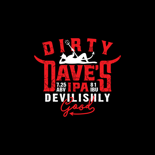 Cool and edgy craft beer logo for Dirty Dave's IPA (made by Bone Hook Brewing Co) Design por simolio