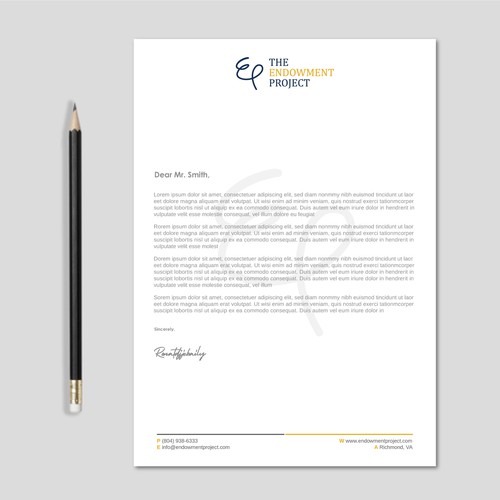 Clean, simple note design, The Endowment Project Design by LAXMI DESIGNHUB