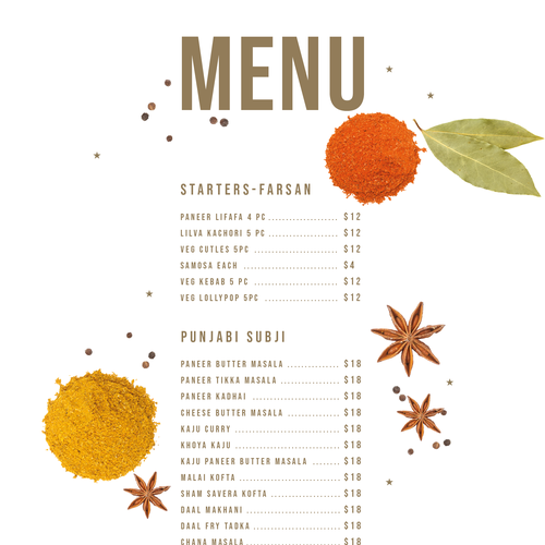 Indian Restaurant Menu Design Design by wildhare