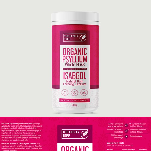 Organic Psyllium Whole Husk Label Design by Totoya