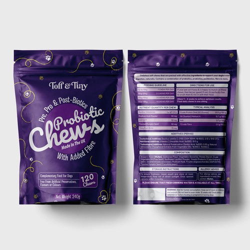 Pouch packaging design - Probiotic Chews for dogs Design by sadiaafrinrumky