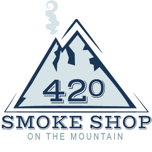 Create logo as the 42° is to look like 420 and then some mountains
and put "on the mountain" under smoke shop
 Design by KatiTungetDesigns