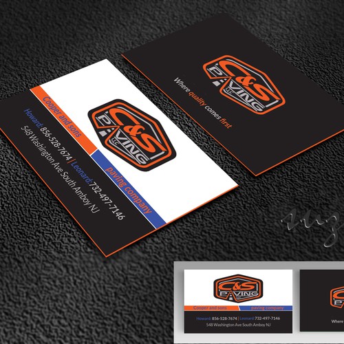 We are an asphalt paving company  card with character, style, stands out from everyone nothing bland no white ,add stuff Design by SUJAN SARDER