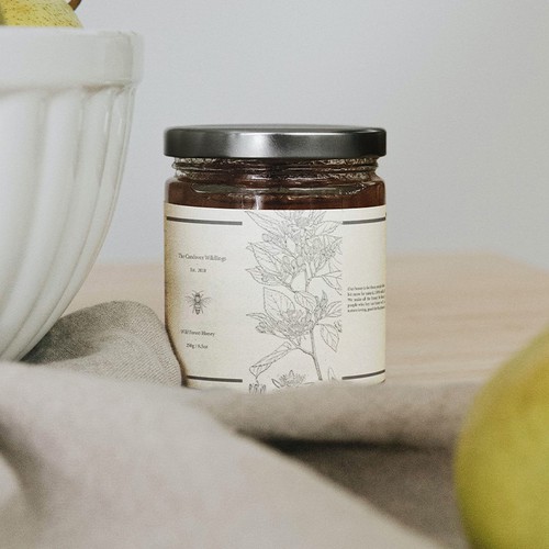 The Bees Need You! Wild Forest Honey Label Design. Design by theinkworksstudio.