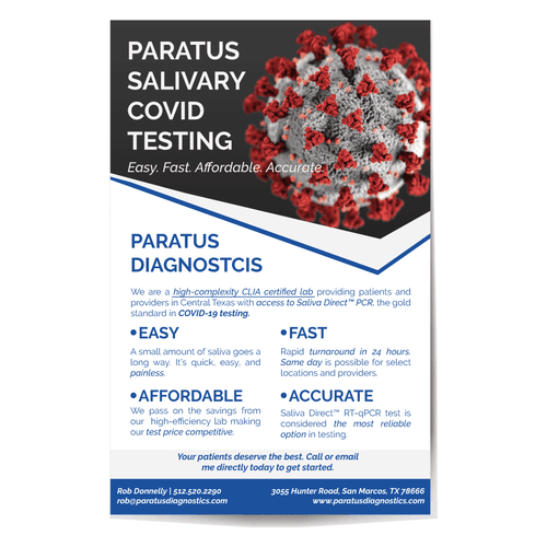 Compelling COVID testing flyer needed for Texas lab Design by Lina Becerra