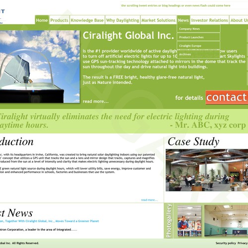 Website for Green Energy Smart Skylight Product Diseño de jaagare