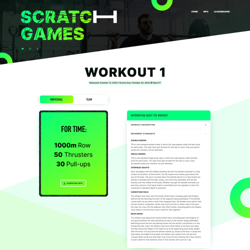 Functional Fitness Online Competition Website | Scratch Games Design by Wybex