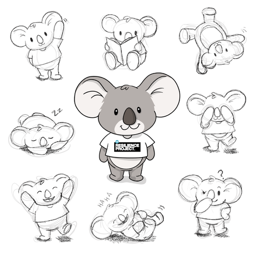 Koala mascot illustrations, suitable for 3-5 year olds. Design réalisé par rjo.studio